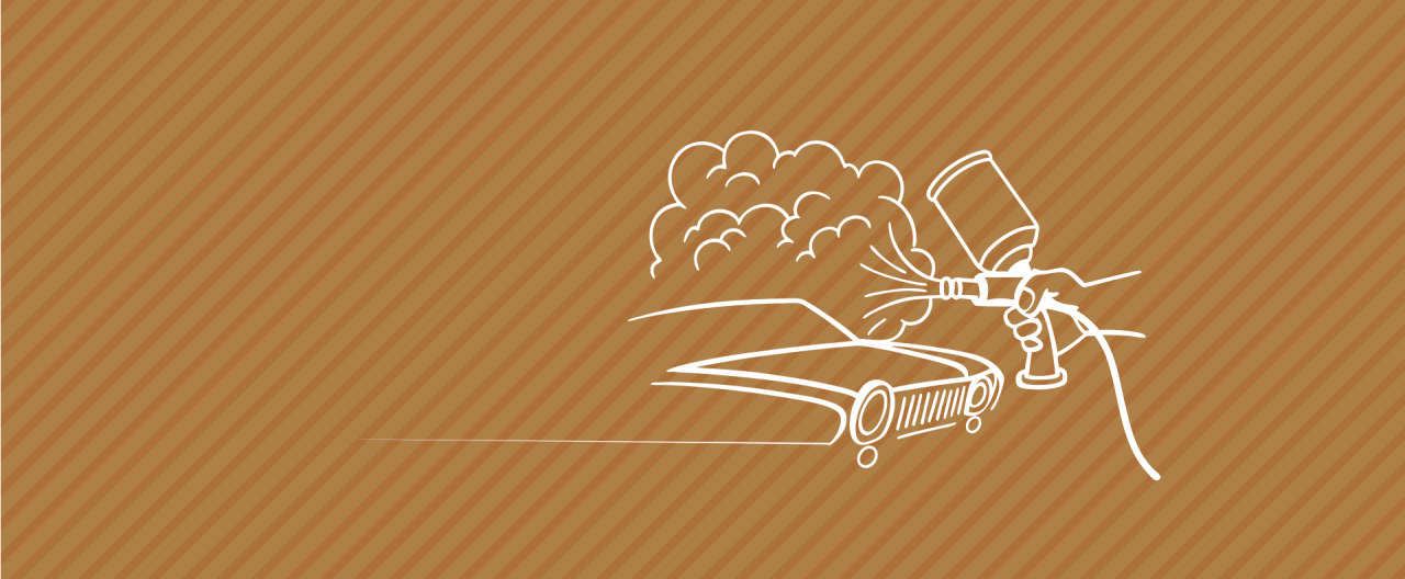 車をペイントしているラインイラスト